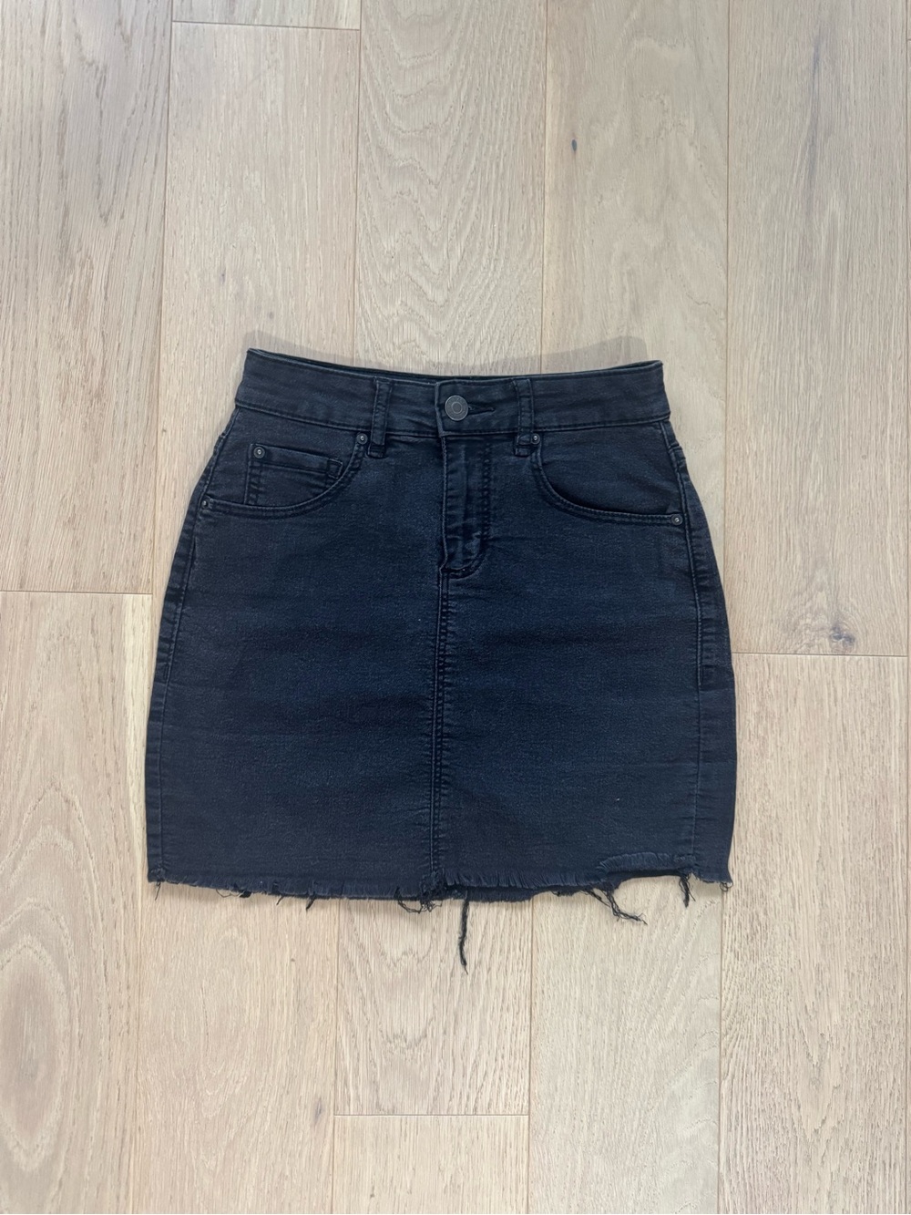Garage Black Denim Mini Skirt